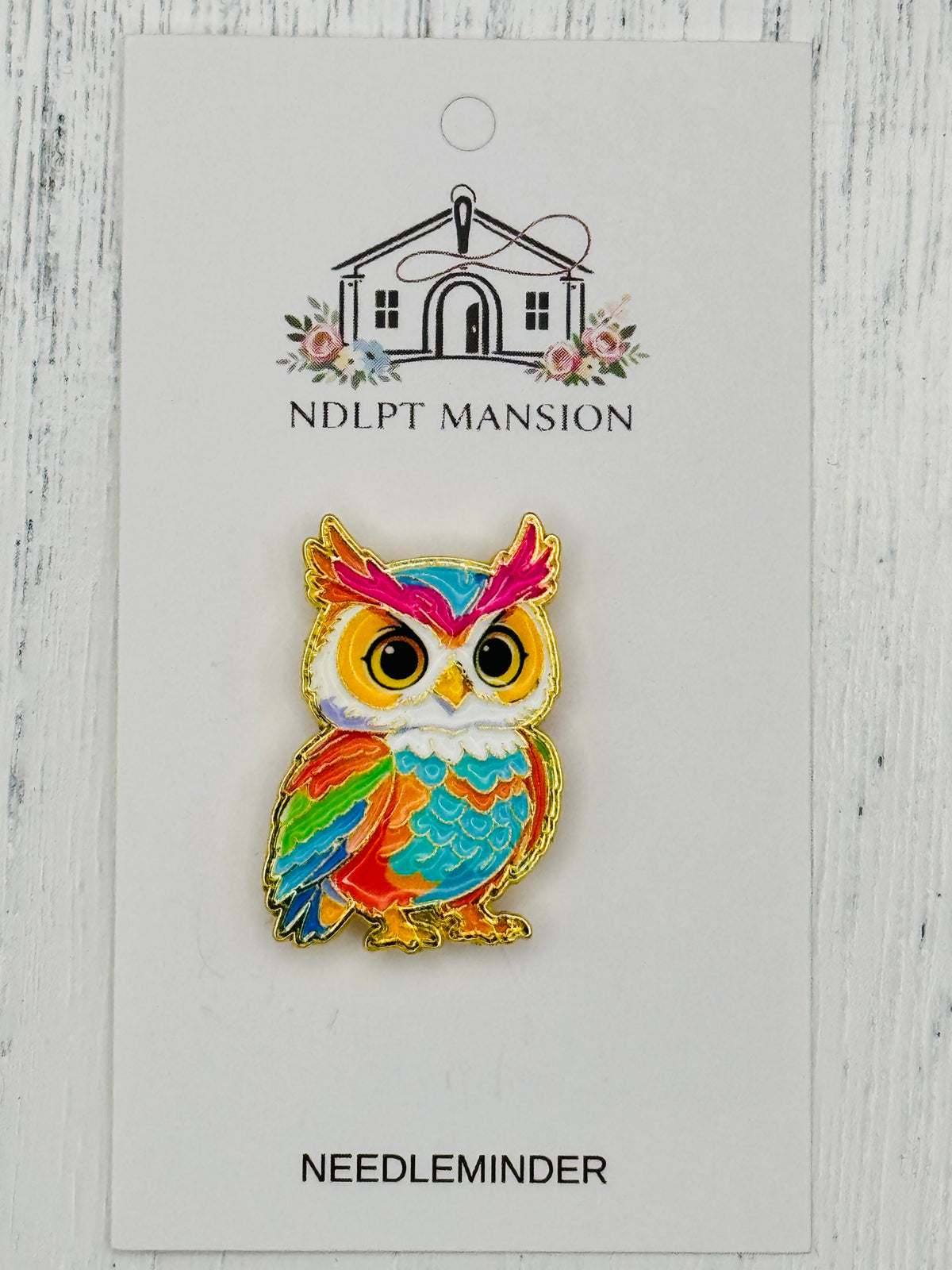 Rainbow Owl Side View Enamel