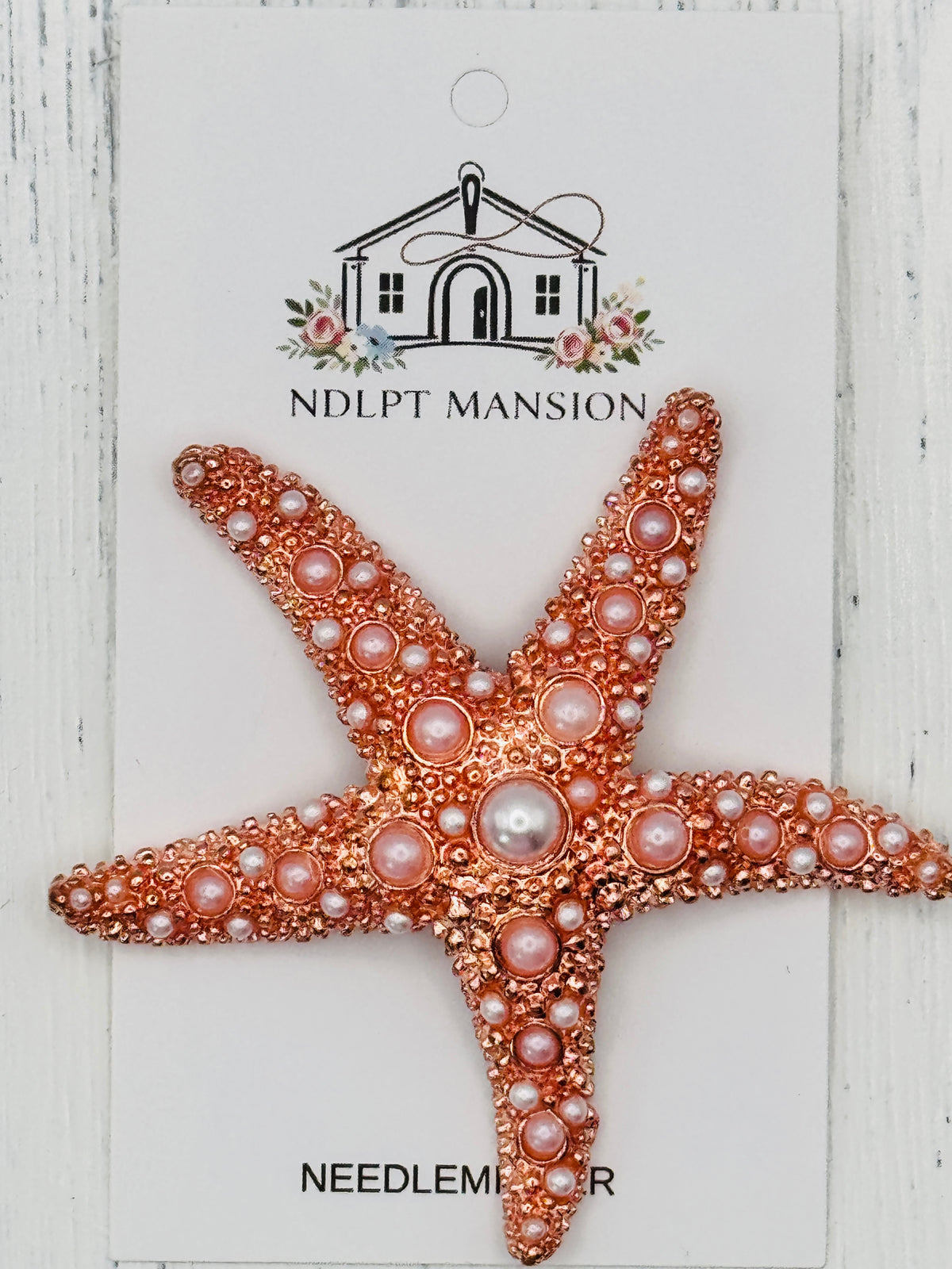 Rose Gold & Pearl Starfish Jeweled