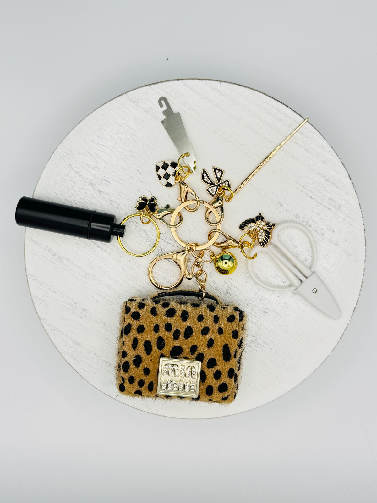 Leopard Mini Purse Bag Charm Tool Kit