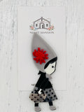 Pointy Head Girl in Grey Acrylic
