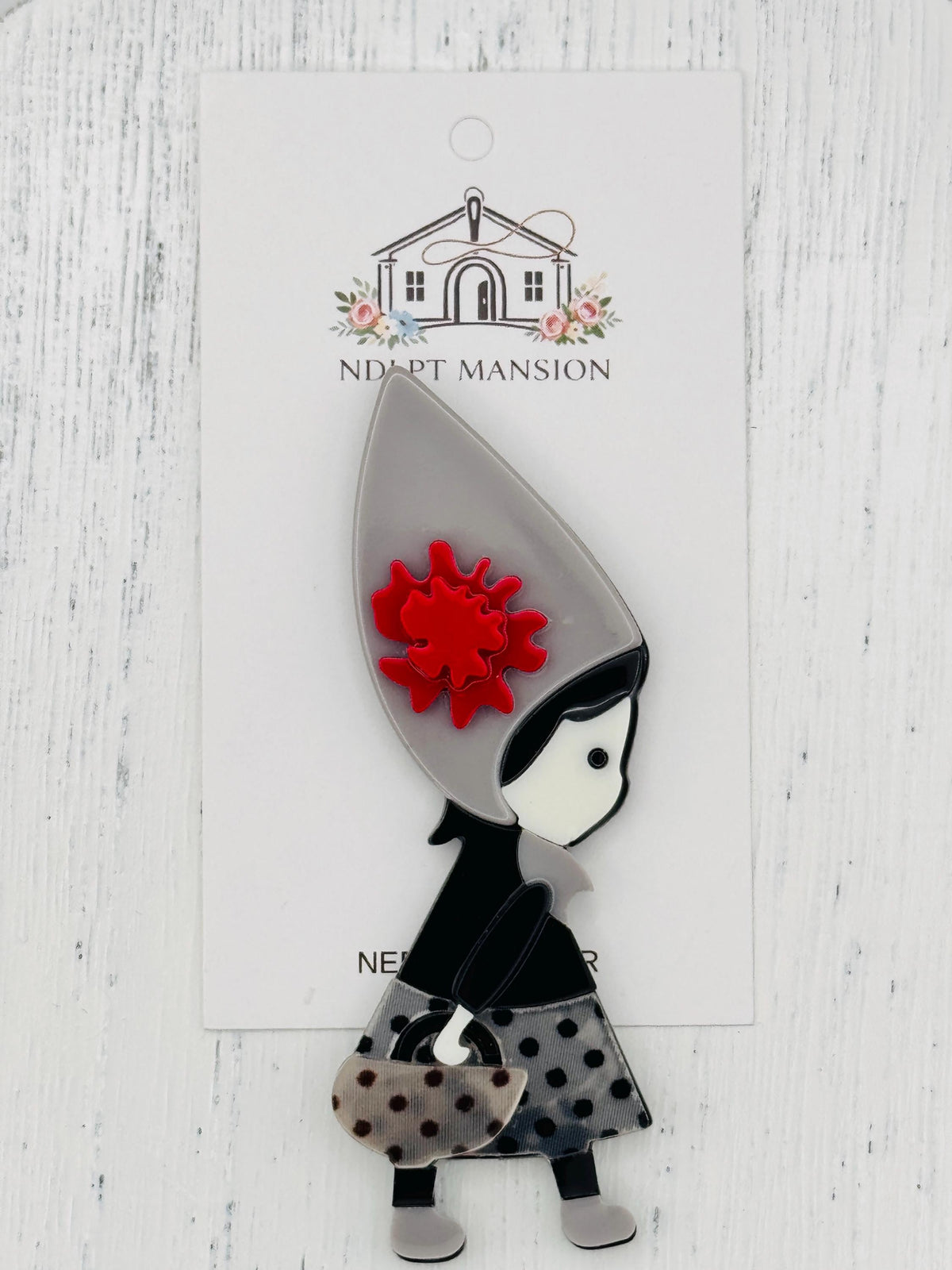 Pointy Head Girl in Grey Acrylic