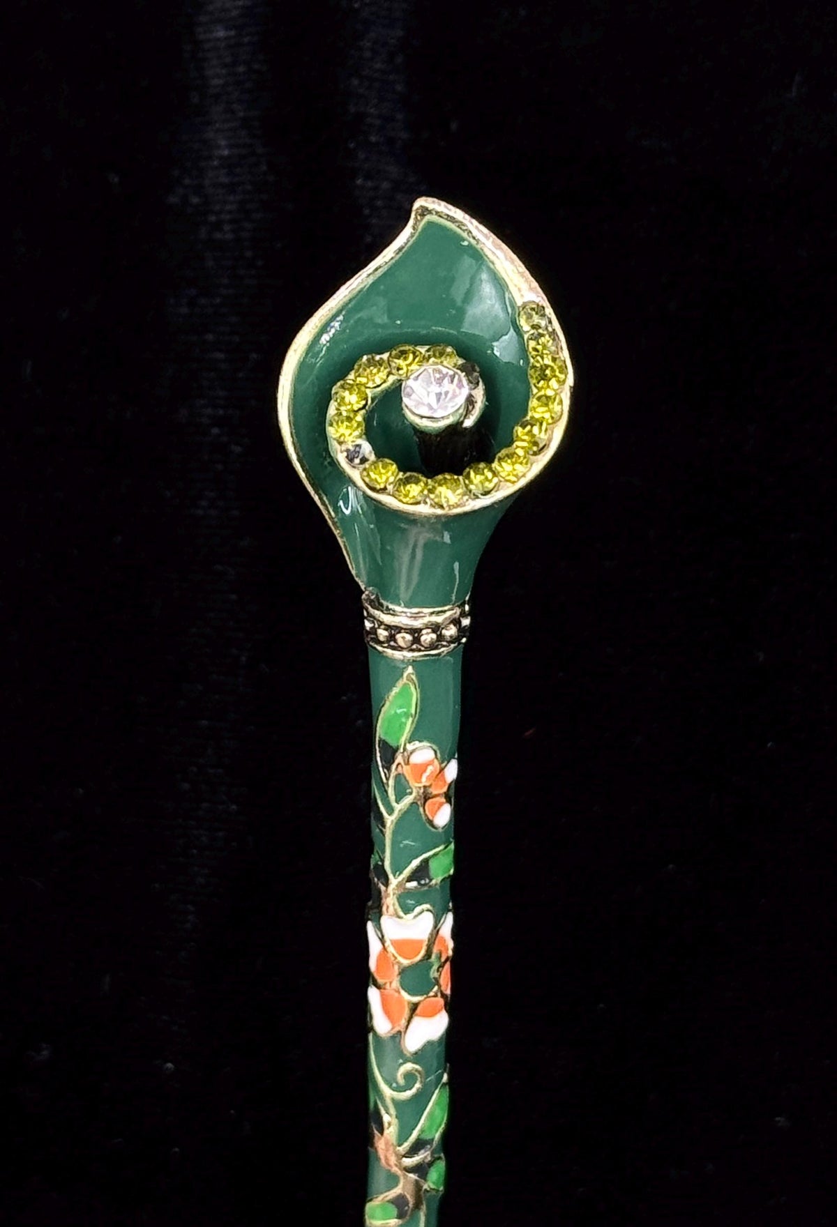 Horse Shoe Lotus Flower Cloisonné & Crystal LT
