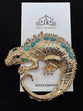 Large Gold Lizard Jeweled