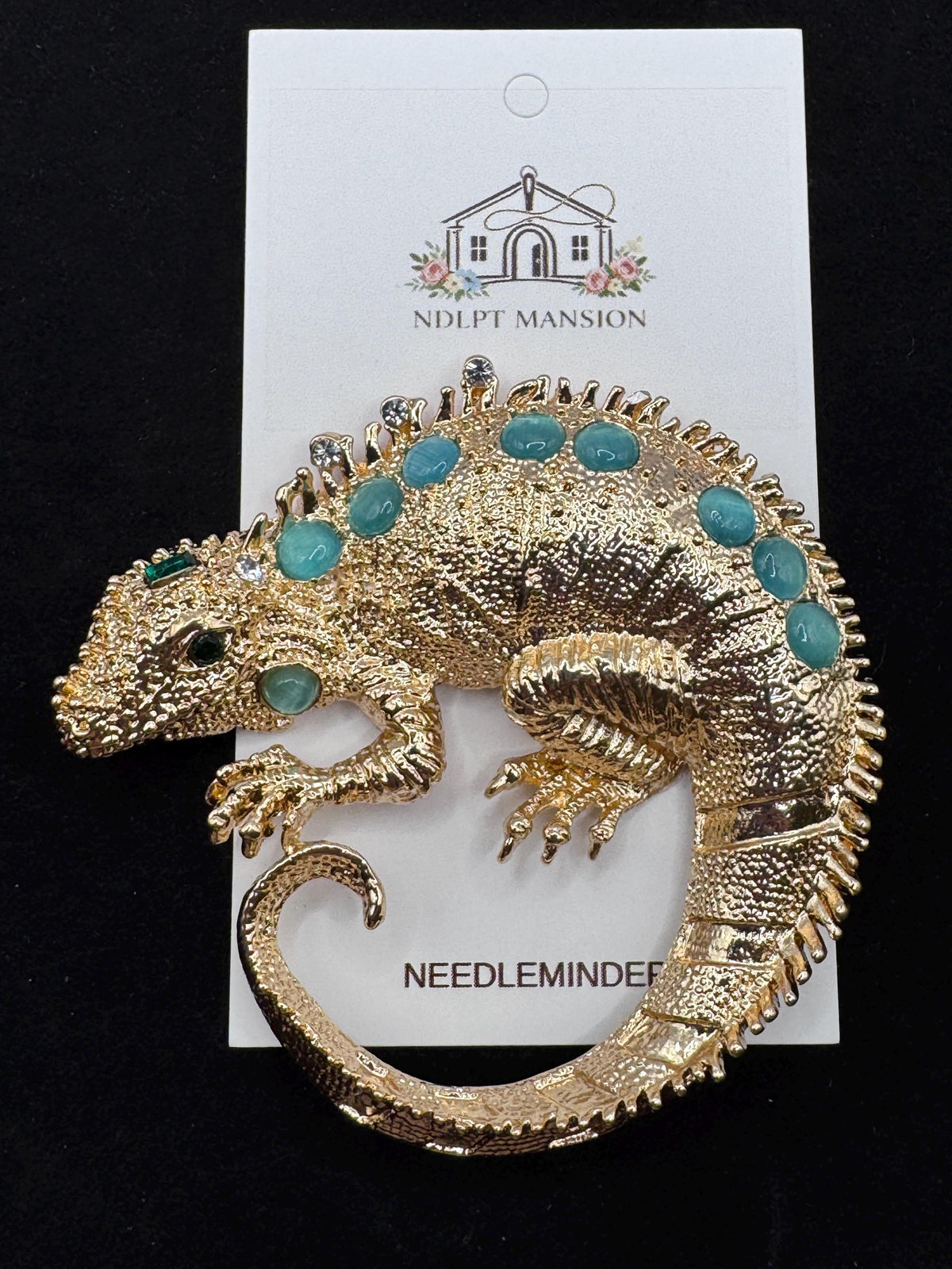 Large Gold Lizard Jeweled