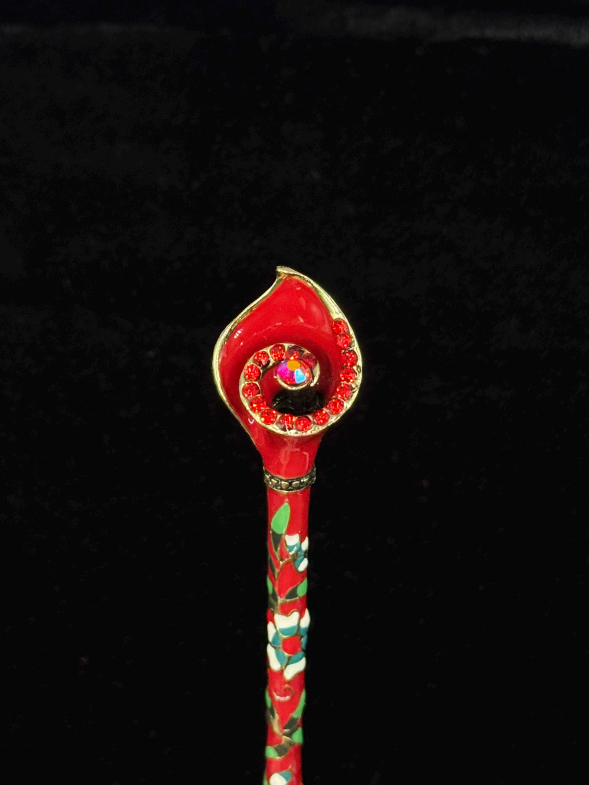 Horse Shoe Lotus Flower Cloisonné & Crystal LT