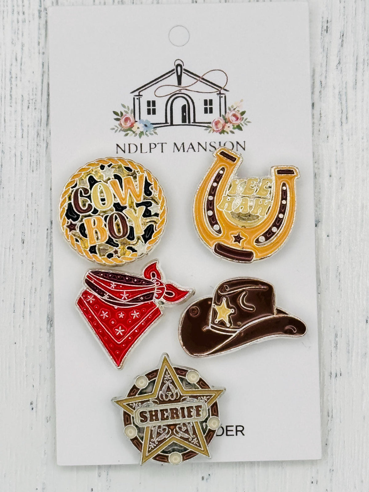 Wild West Enamel Needleminder Set of 5