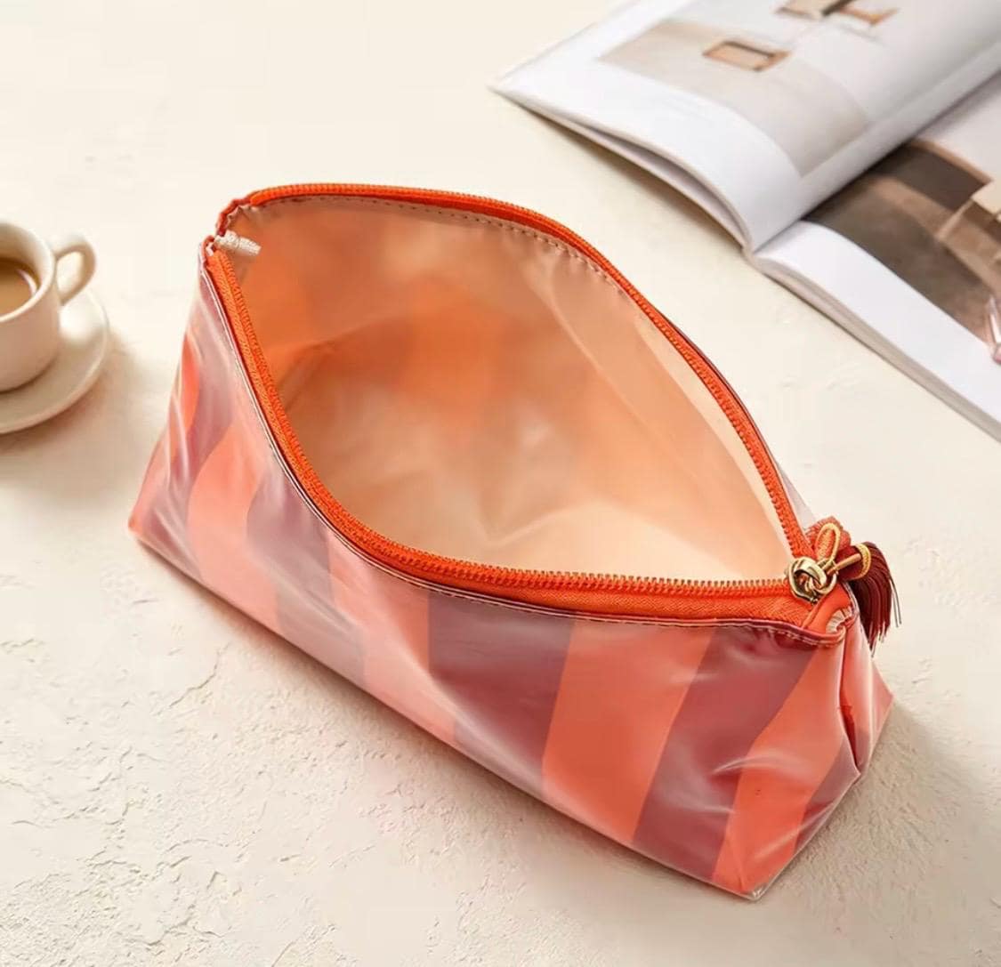 Striped Tassel Vinyl Pouch