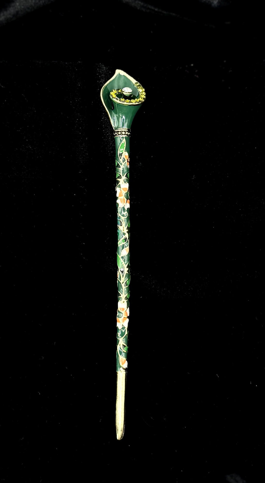 Horse Shoe Lotus Flower Cloisonné & Crystal LT