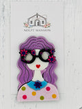 Hippie Girl with Purple Hair Acrylic