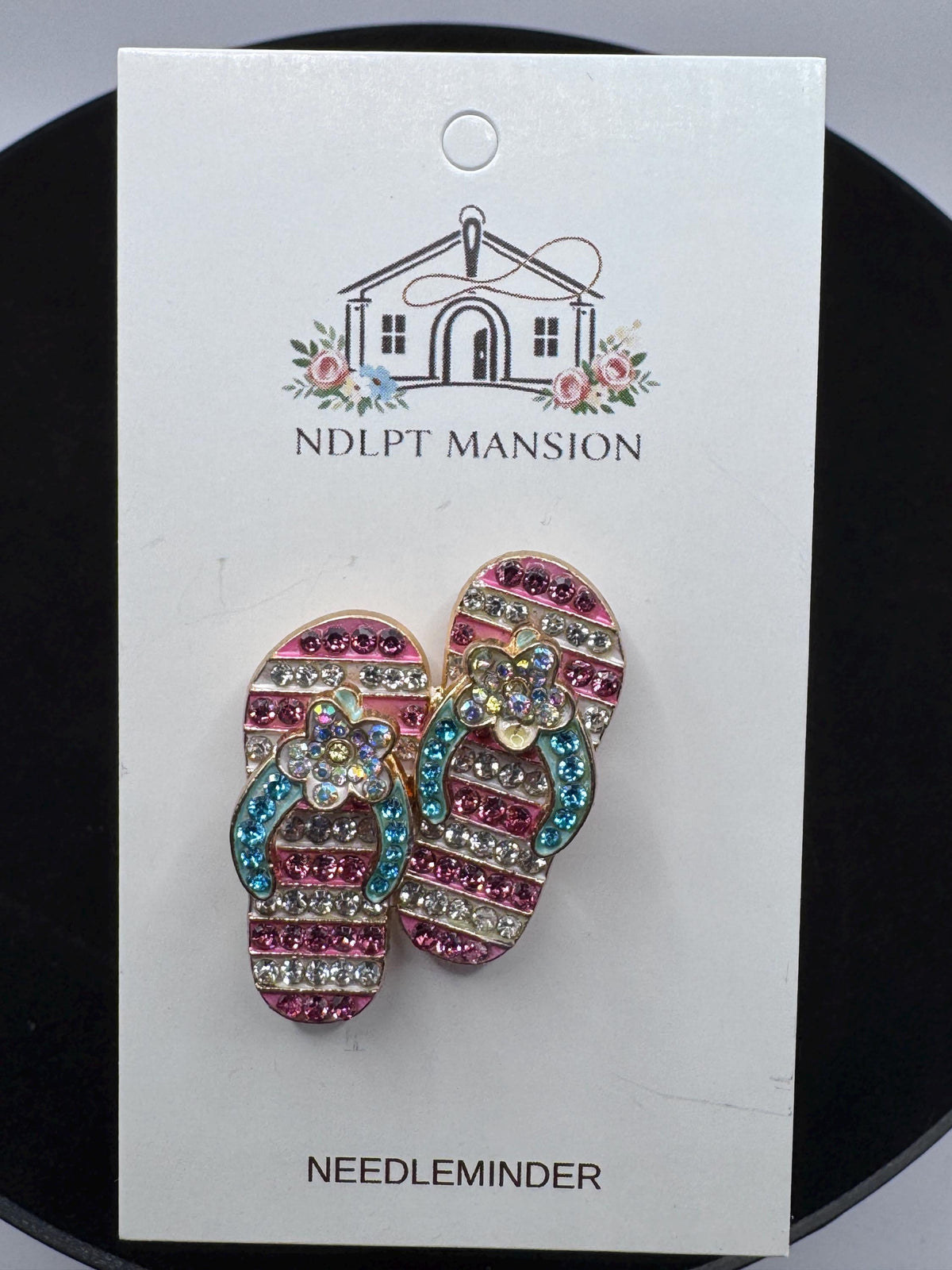 Pink Striped Flip Flops  Jeweled