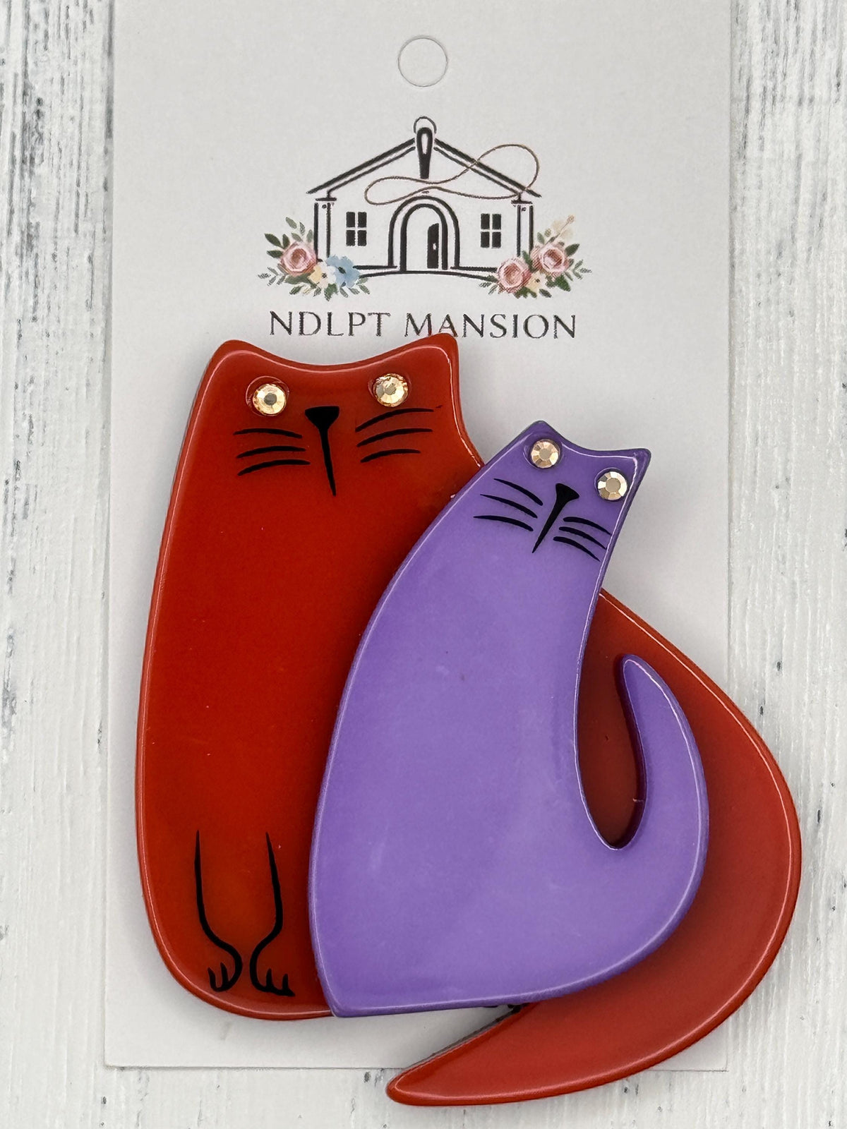Two Cats Orange & Purple Acrylic