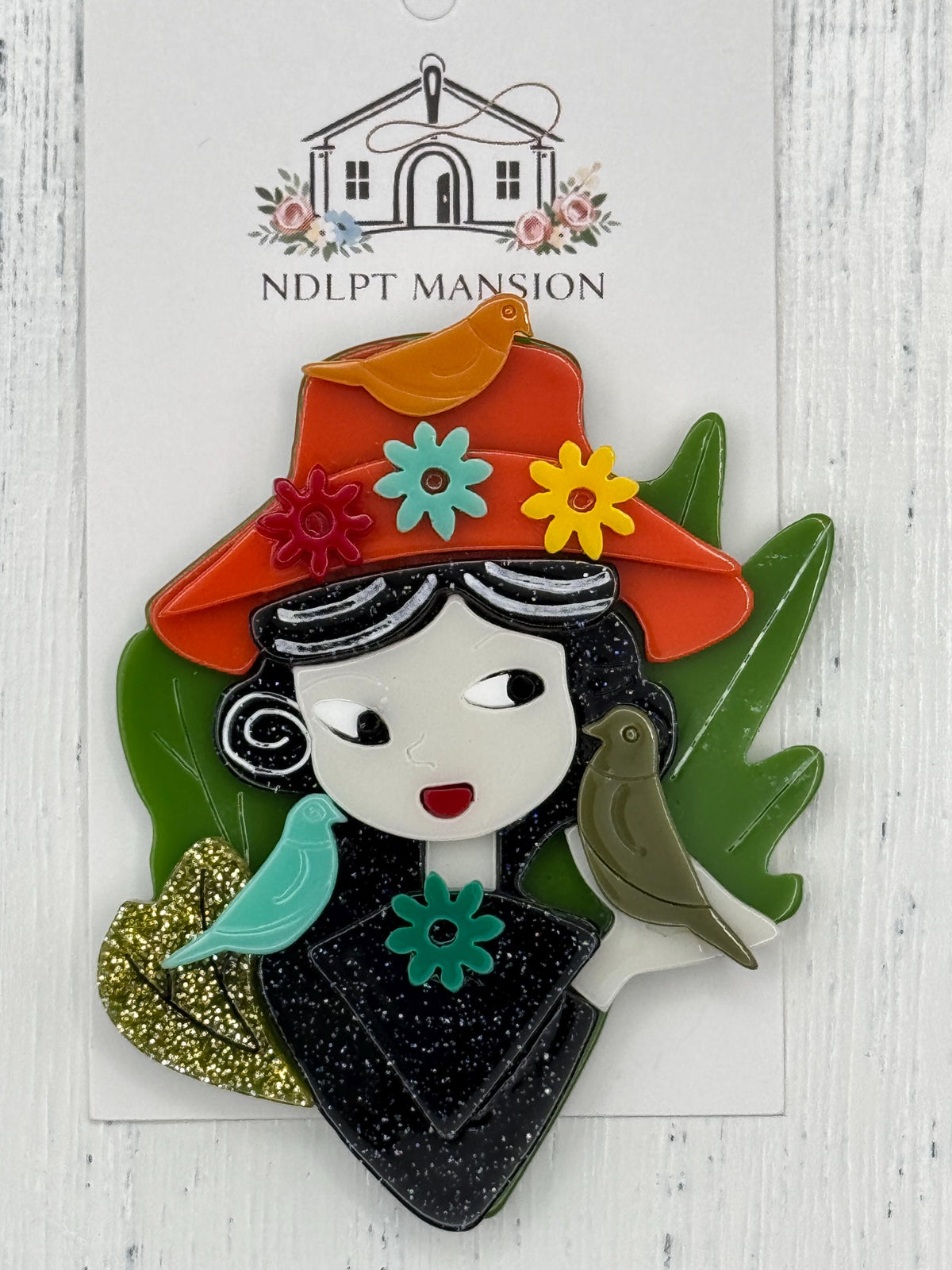 Bird Lady with Orange Hat Acrylic