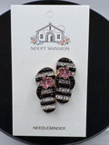 Black and White Striped Flip Flops Jeweled