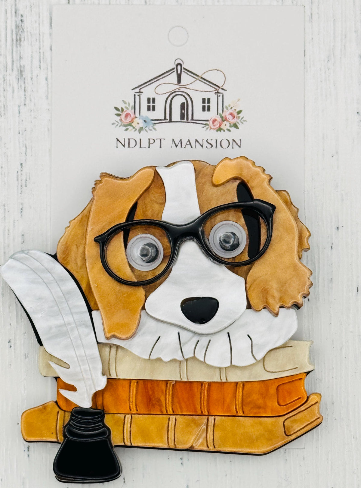 Reading Dog with Books Acrylic