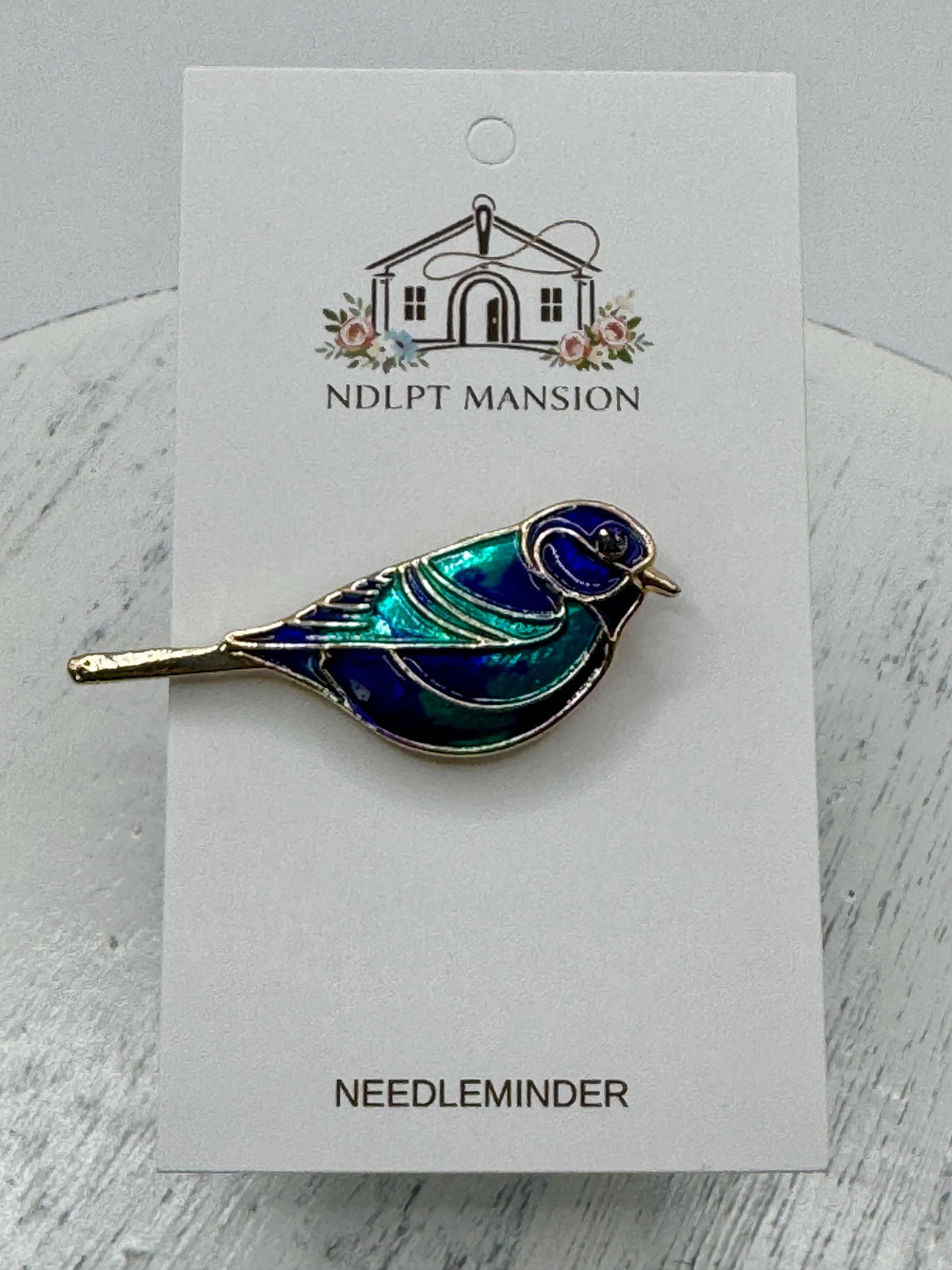 Blue and Teal Bird Deluxe Enamel