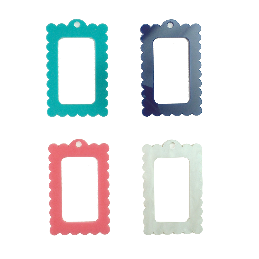 Frayme Works Bag Tag: Small Scallop Rectangle: Pink