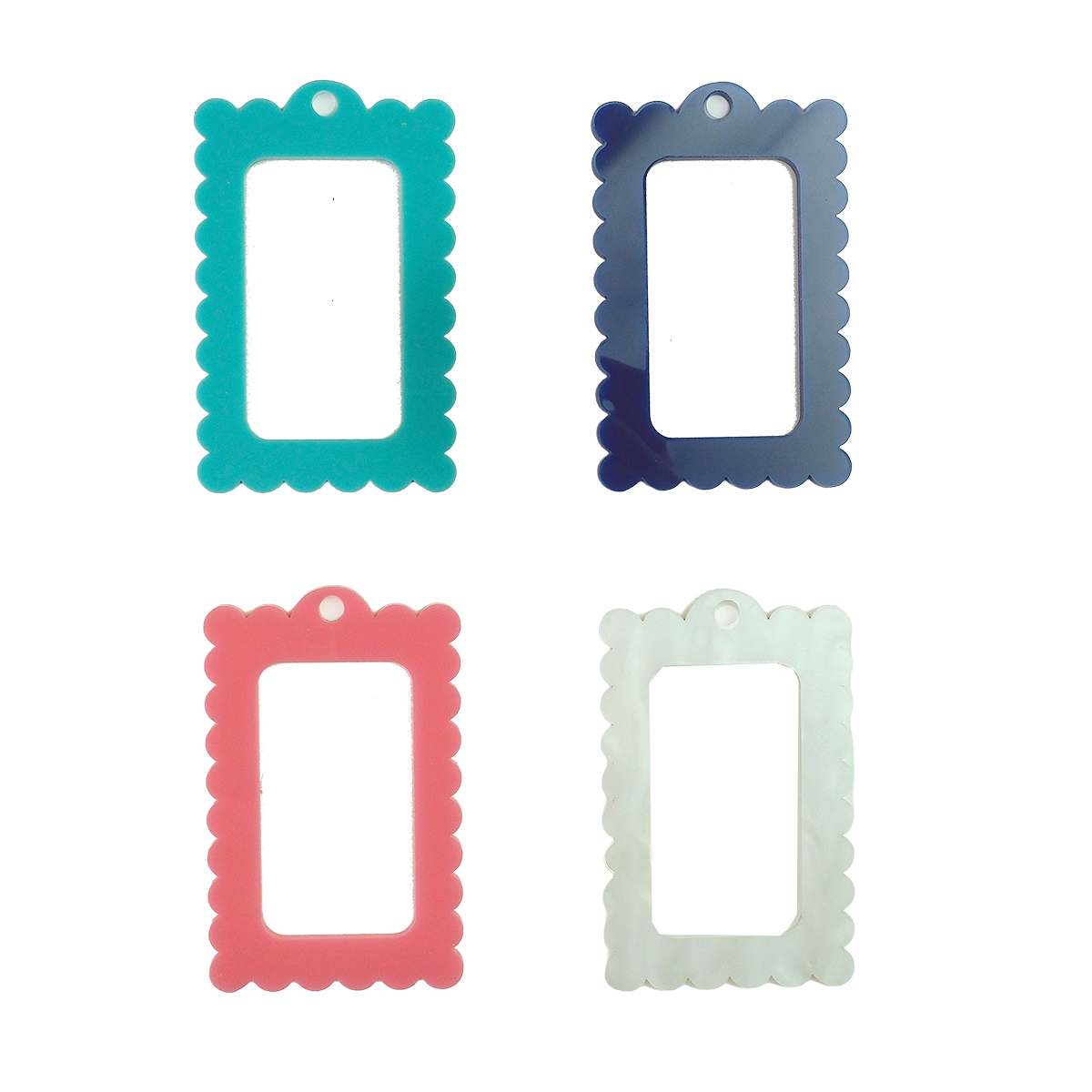 Frayme Works Bag Tag: Small Scallop Rectangle: Pink