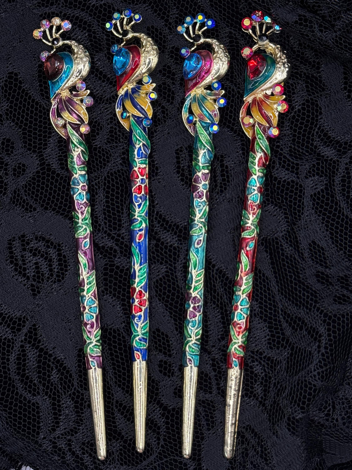 Peacock Cloisonné and Crystal LT