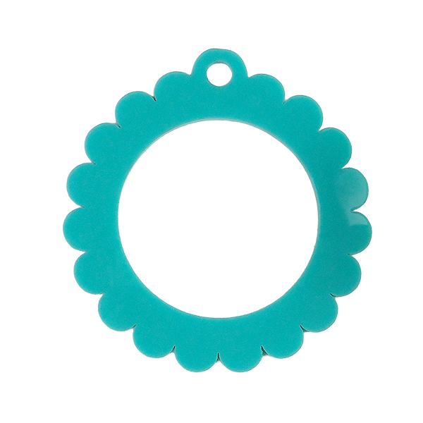 Frayme Works Bag Tag: Small Scallop Round: Tiffany Blue
