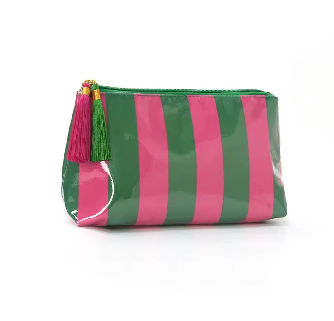 Striped Tassel Vinyl Pouch