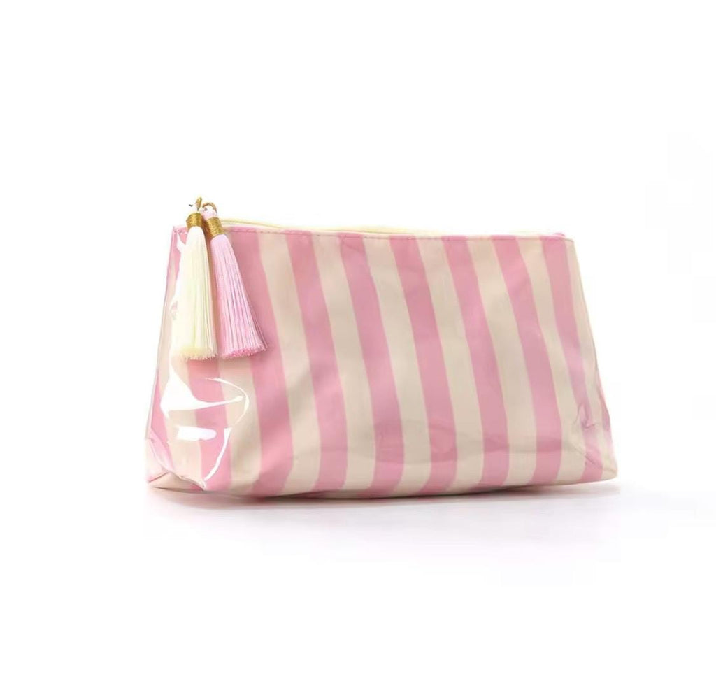 Striped Tassel Vinyl Pouch