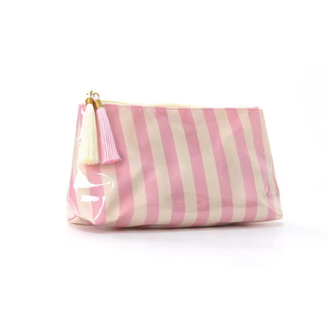 Striped Tassel Vinyl Pouch