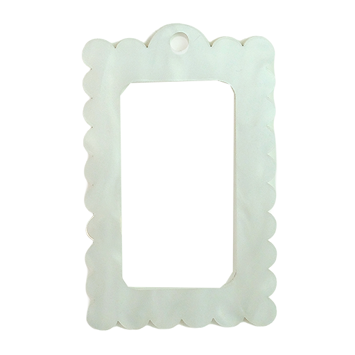 Frayme Works Bag Tag: Small Scallop Rectangle: Pearl White