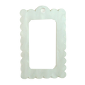 Frayme Works Bag Tag: Small Scallop Rectangle: Pearl White