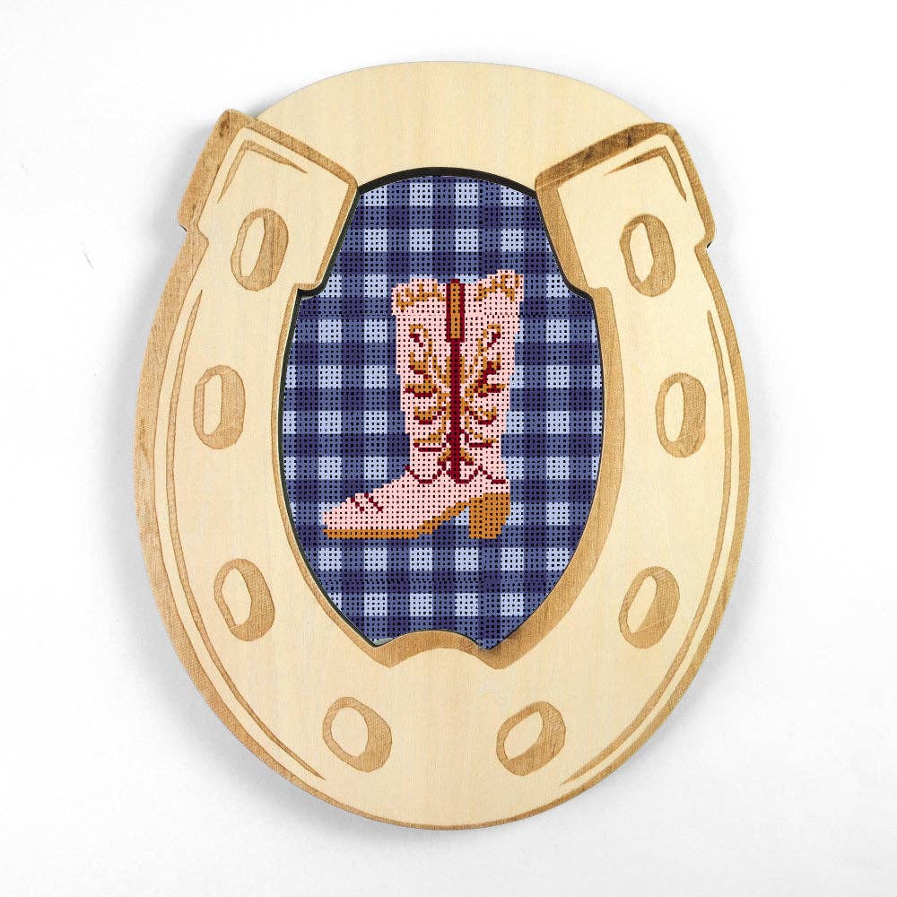 Frayme Works Cowgirl Boot 4.25" x 7.25" Oval Needlepoint Canvas