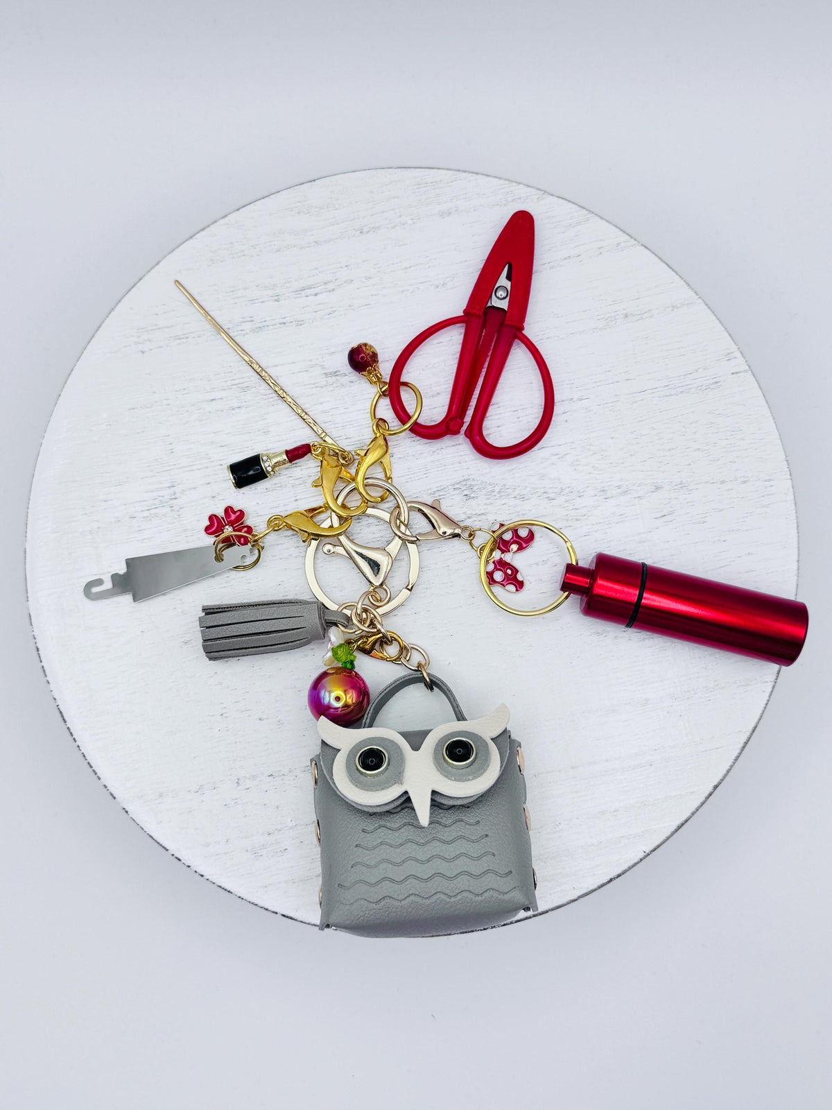 Owl Mini Purse Bag Charm Tool Kit